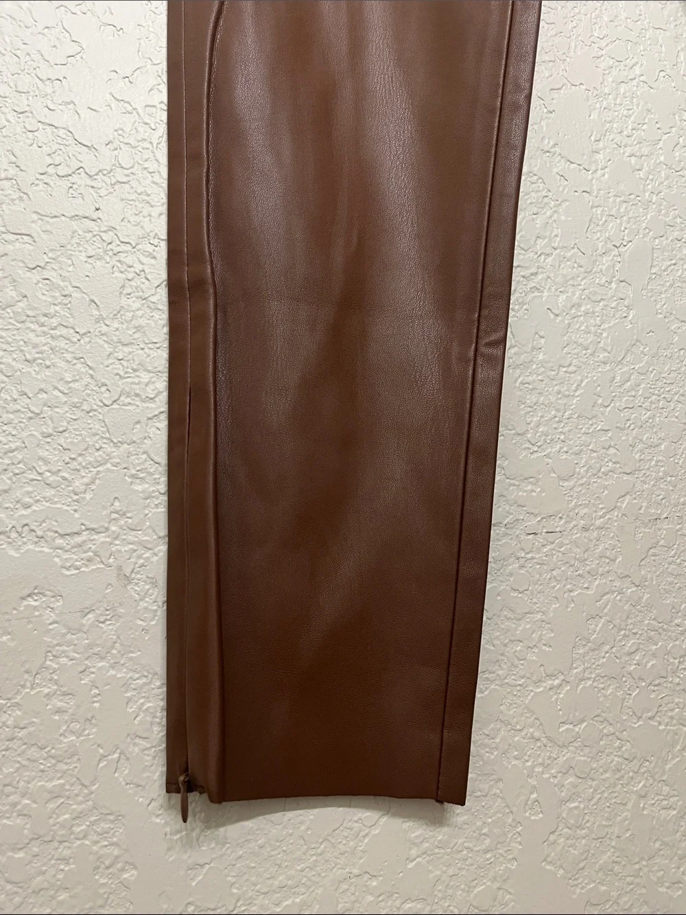 Zara Women’s Size Large Brown Faux Leather Skinny Pants With Zippers at Ankles - Picture 6 of 11
